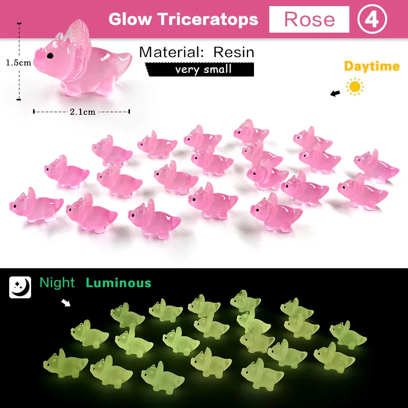 2023 New Luminous Triceratops Dinosaur Glow Resin Figurine Cartoon Animal Model Home Decor Fairy Garden Decoration Accessories