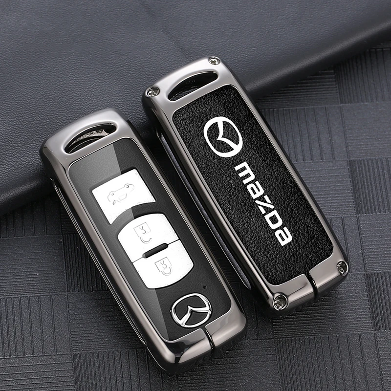 Leather Car Key Case Cover Shell For Mazda 2 3 6 Demio Atenza Axela CX-5 CX5 CX-3 CX7 CX-9 3 4 CX30 2016 2017 2018 2019 Keychain