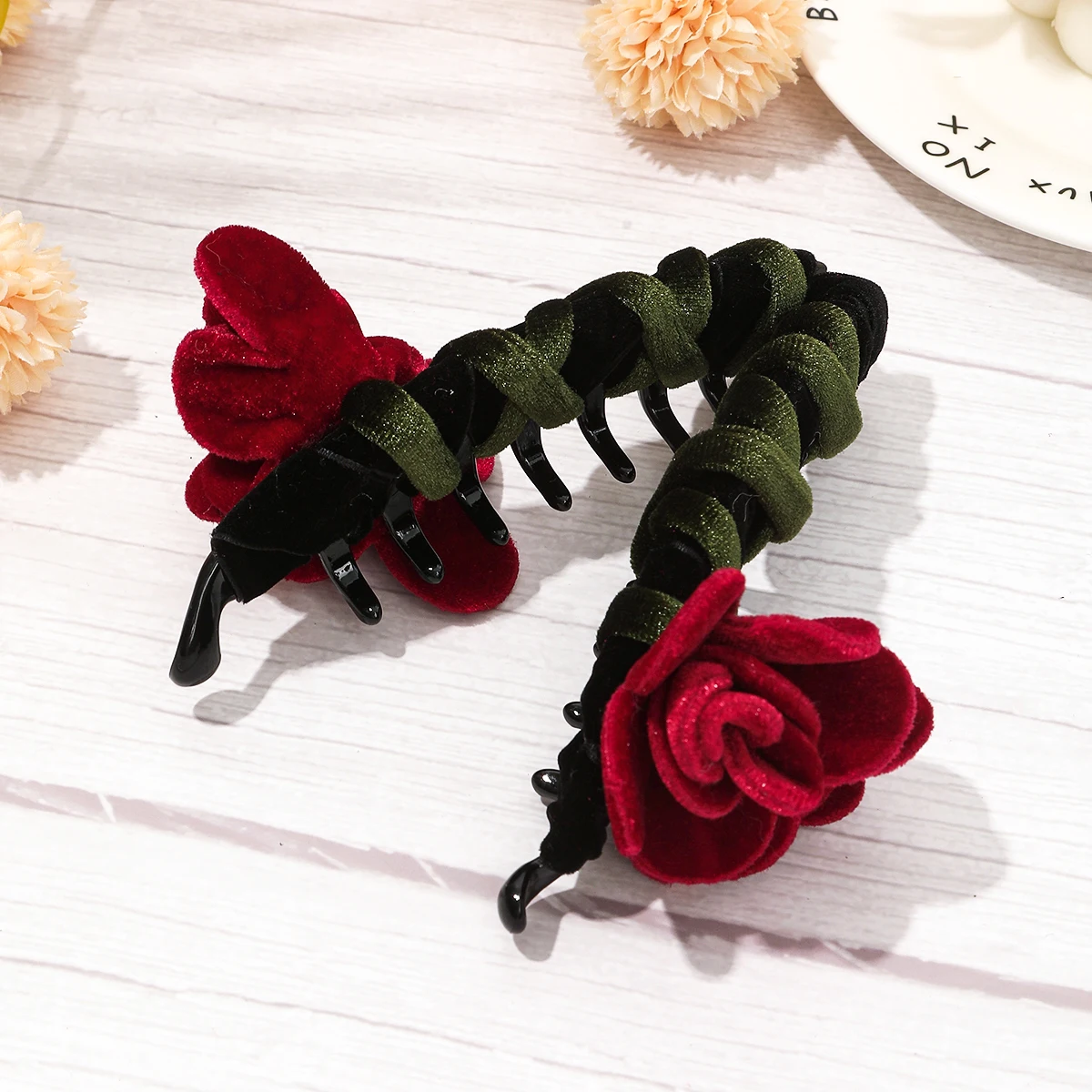 

1 шт., элегантный зажим-банан с цветком розы, вертикальные зажимы, держатель для высокого хвоста для женщин и девочек, модная шпилька, заколки, головные уборы
