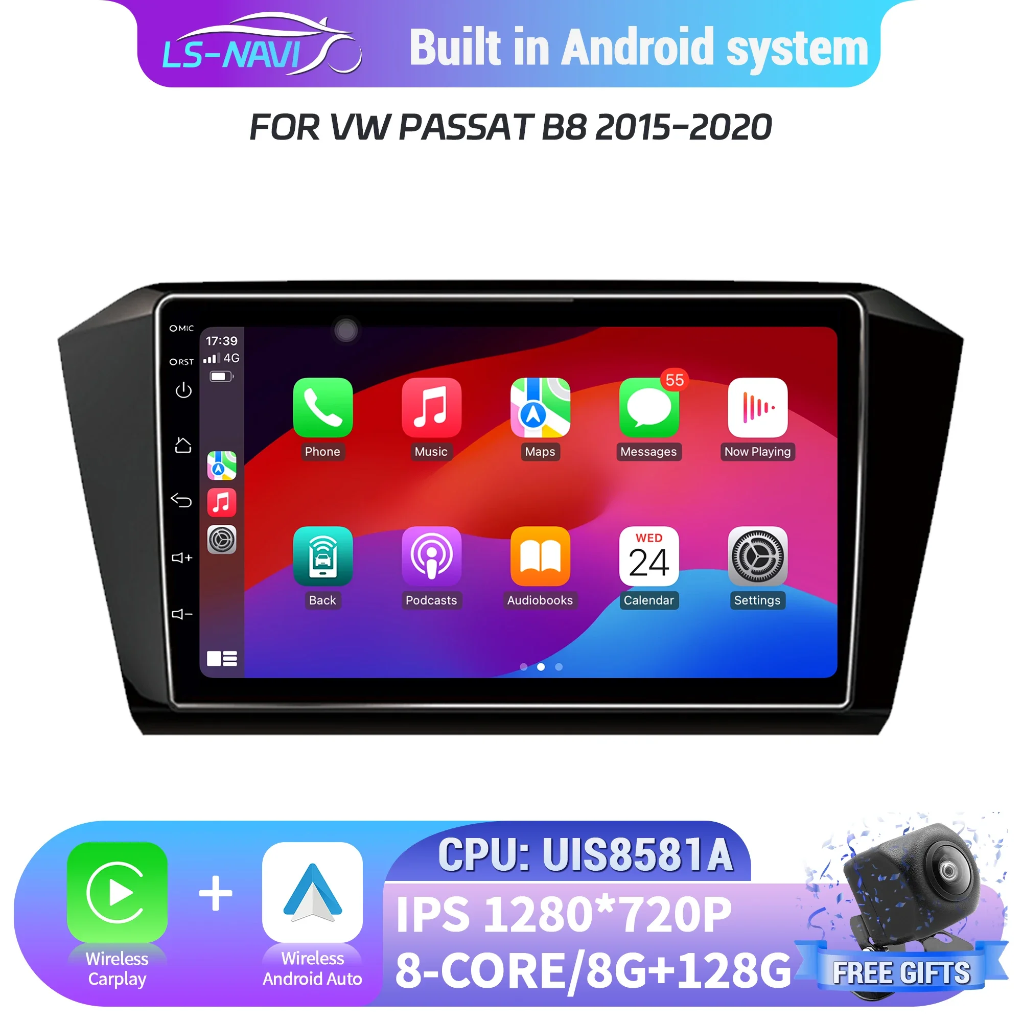 

For VW Passat B8 2015-2020 Multimedia Car Radio 4G WiFi Navigation Wireless Bluetooth Carplay Screen Head Unit Stereo Upgrade