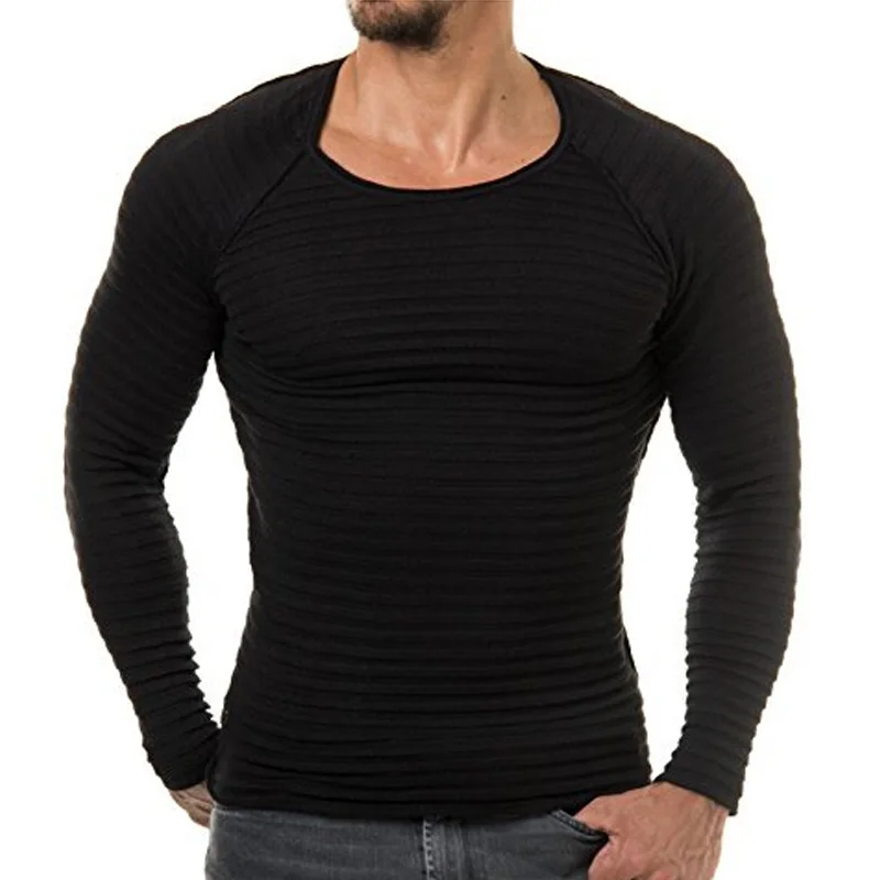 Pull Rayé à Manches sulfpour Homme, Vêtement de Couleur Unie, Slim Fit, Nouvelle Collection 2023