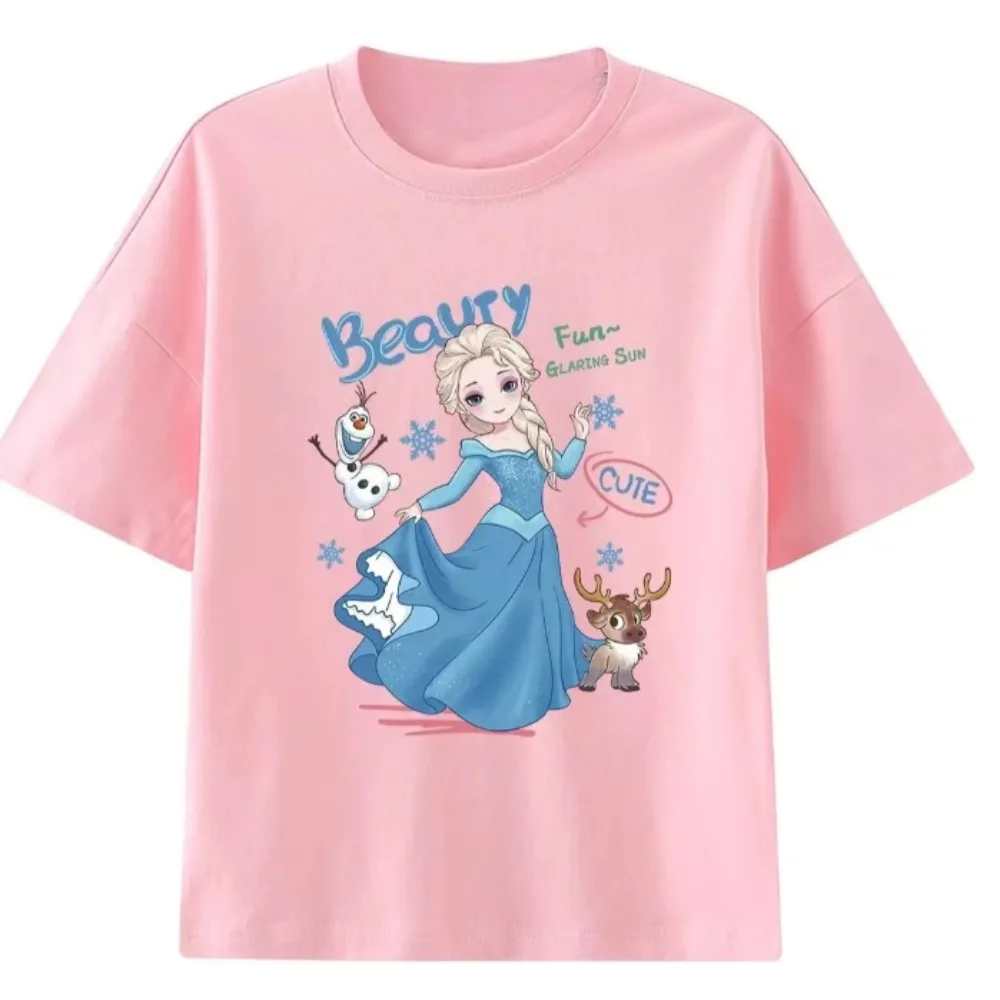 

Disney Frozen Princess Elsa Printed Men's and Women's Short Sleeve T-Shirt Casual Comfort High Quality Short Sleeve Top