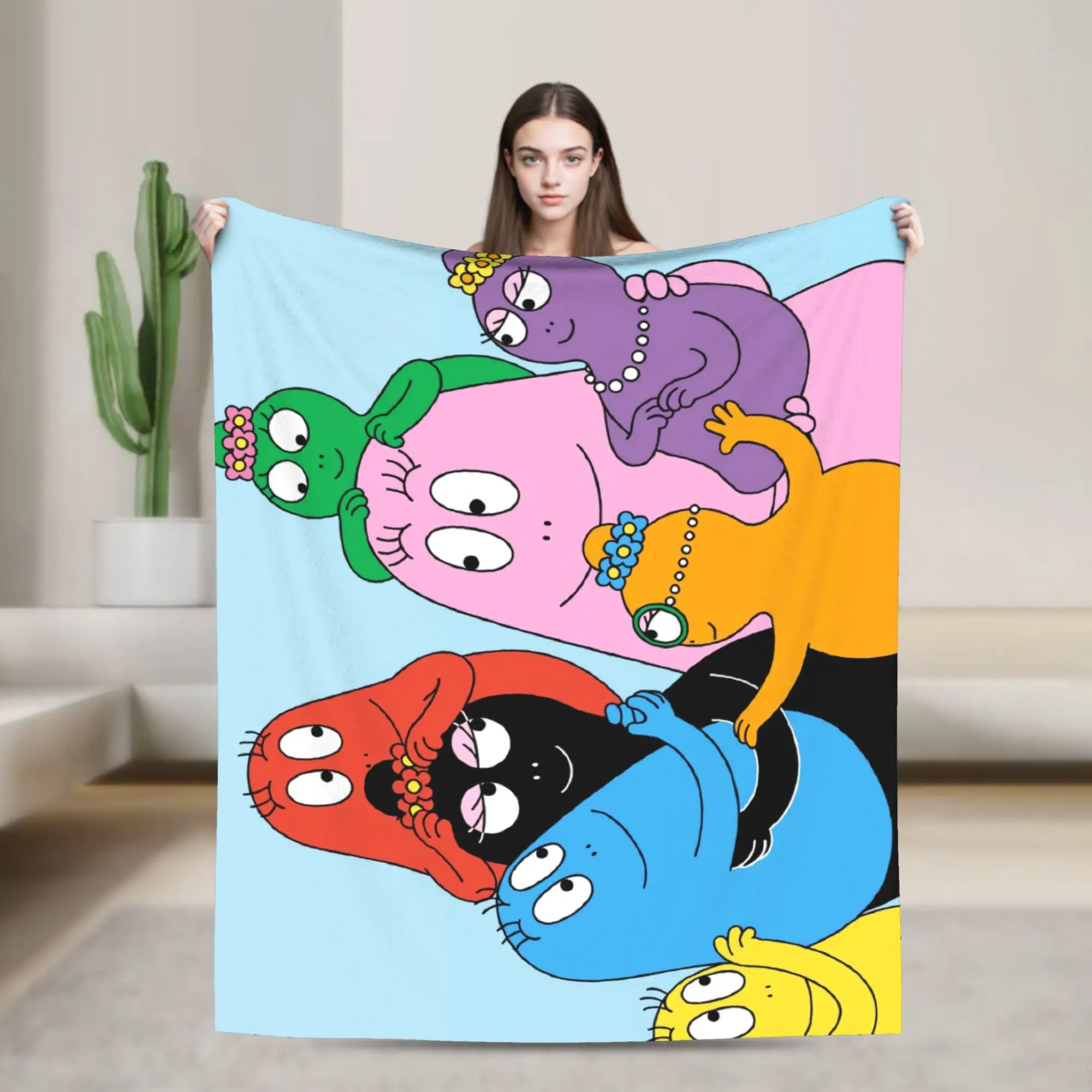 Barbapapa Barbamama Blankets  Warm Soft Graphic Plush Throw Blanket For Bedroom Decorative Flannel Bedspread Bed Cover