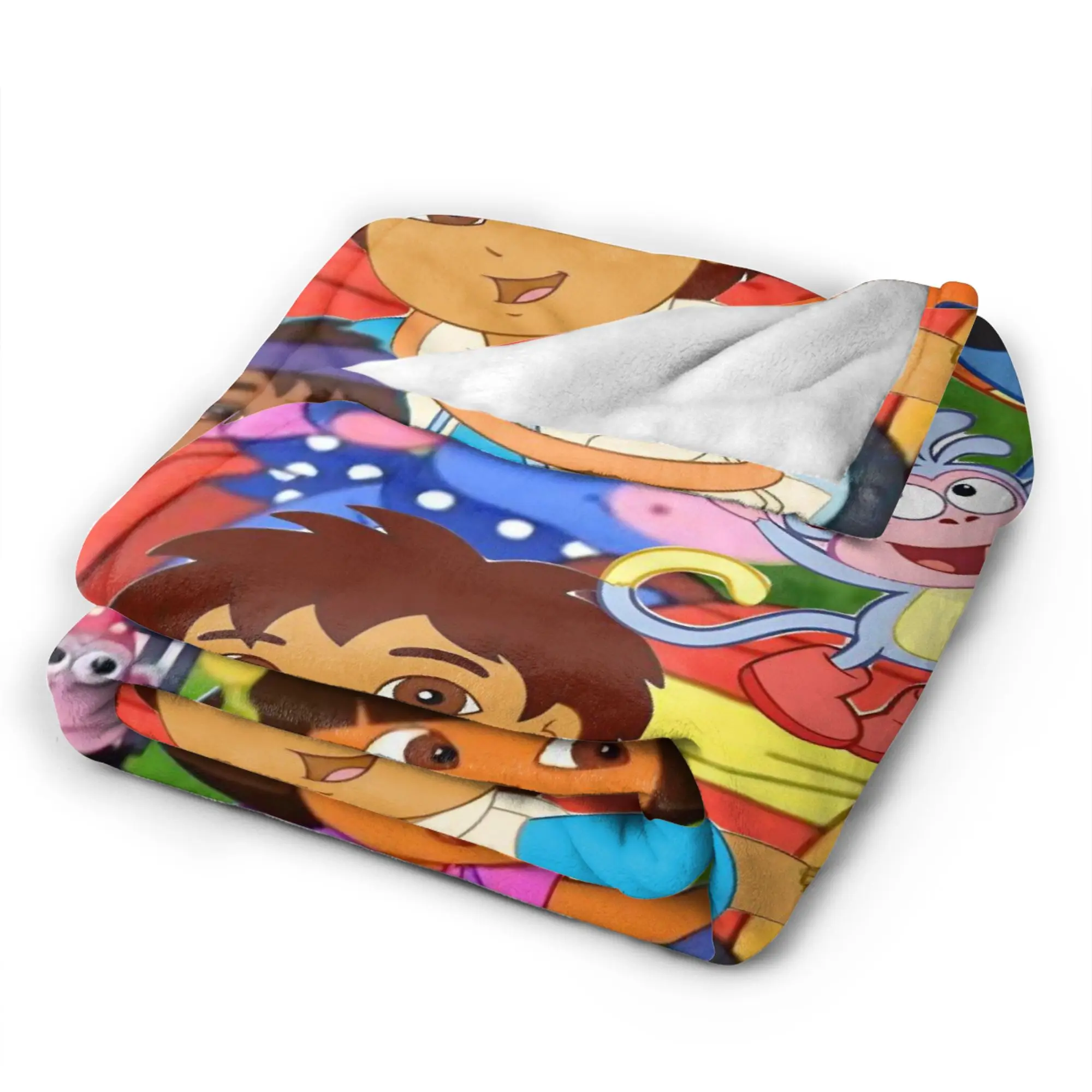 بطانية دافئة ناعمة مزخرفة دوراس المستكشف الكرتون رمي بطانية الفانيلا المفرش لغرفة النوم غطاء سرير أريكة مريح #5