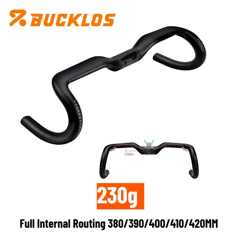 BUCKLOS Vollcarbon-Fahrradlenker, 20mm Rise Aero-Lenker mit interner Kabelführung, Rennradlenker, Fahrradzubehör – Detail 1