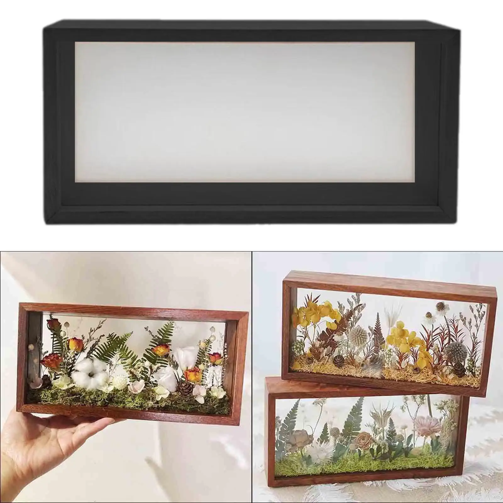 Decorative Floating Shadow Box Photo Frame Dried Flower Display Case Elegant Home Decor Wall Art
