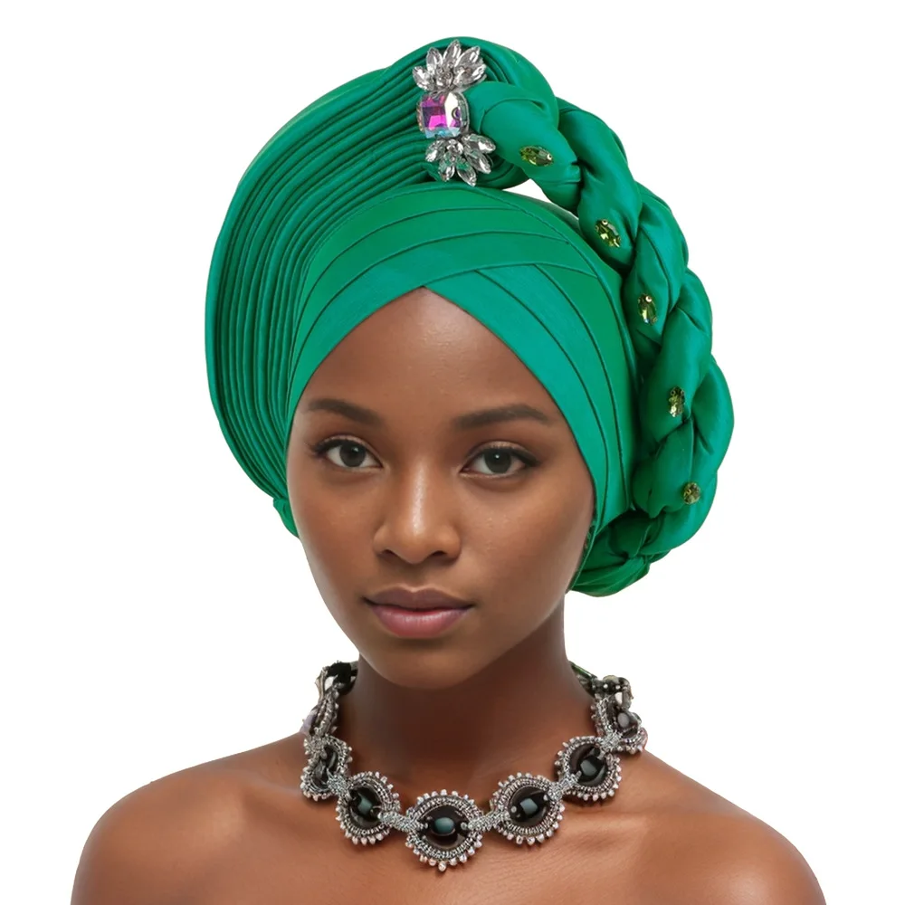 African Head Wraps Summer Autumn 2024 African Solid Color Party Evening Wedding Headtie African Hats Outfits