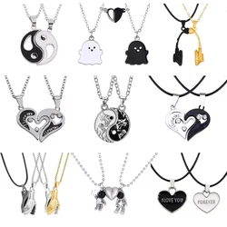 I Love You Best Friends Couple Necklace Jewelry Puzzle BFF Key Lock Tai Chi Heart Pendants Necklaces For Women Men Gift Collier