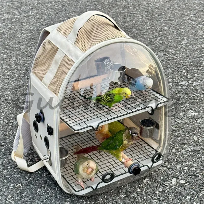 Plastic birdcage with stand and base, complete set of hammock toys with feeders, used for indoor canary pet bird supplies
