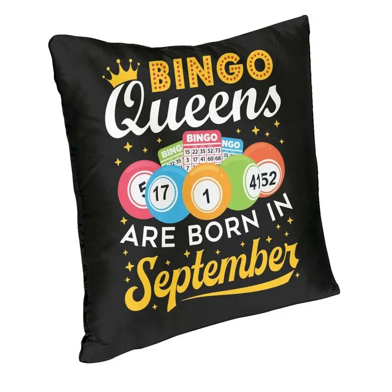 Bingo Queens Are Born In September Cushion Cover Soft Velvet Modern Pillow Cases Living Room Decoration