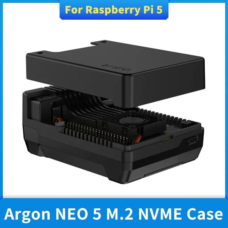 Argon NEO 5 M.2 NVME PCIE Case for Raspberry Pi 5 Built-in Heatsink with PWM Fan for Boot Raspberry Pi 5 from an NVME M.2 Drive