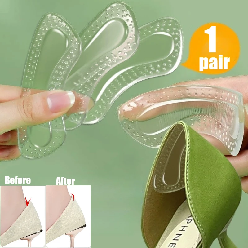 

1Pair GEL Heel Protectors Women Silicone Cushion Foot Care Products Non Slip Shoe Pads for High Heels Adjustable Size Insoles