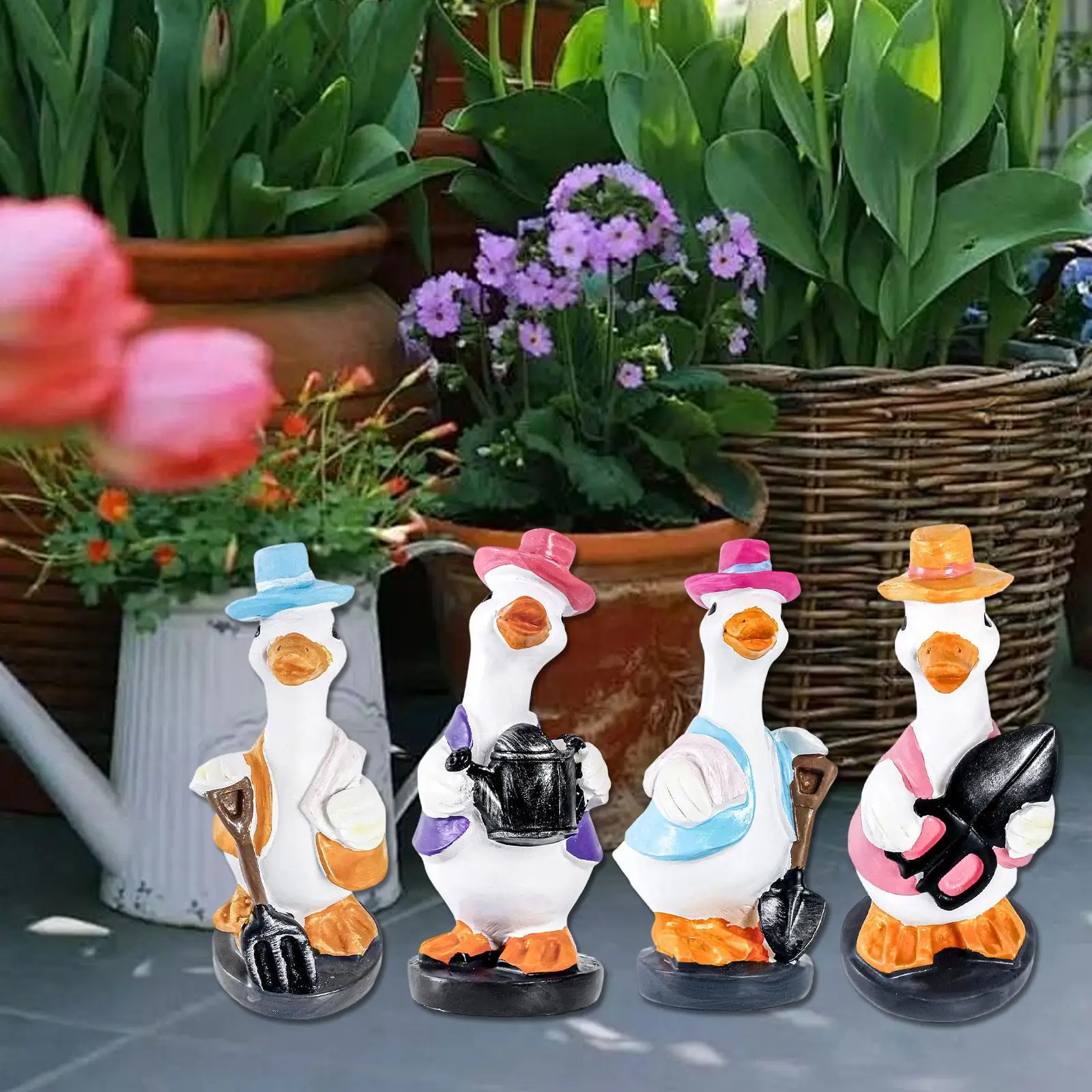 

Duck Figurine Creative Art Decor Garden Statue for Pathway Thanksgiving Home