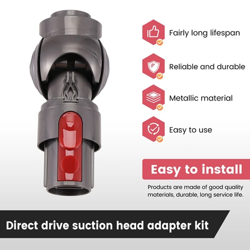 Direct Drive Suction Head Joint Connector Adapter Set For Dyson V7 V8 V10 V11 Vacuum Parts With Ball Wheels Side Cover