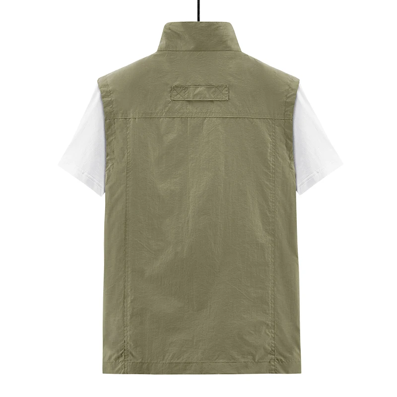 Summer Thin Outdoor Quick-drying Sleeveless Jacket Photography Fishing Multi-pocket Casual Men Vest Green Khkai Workwear