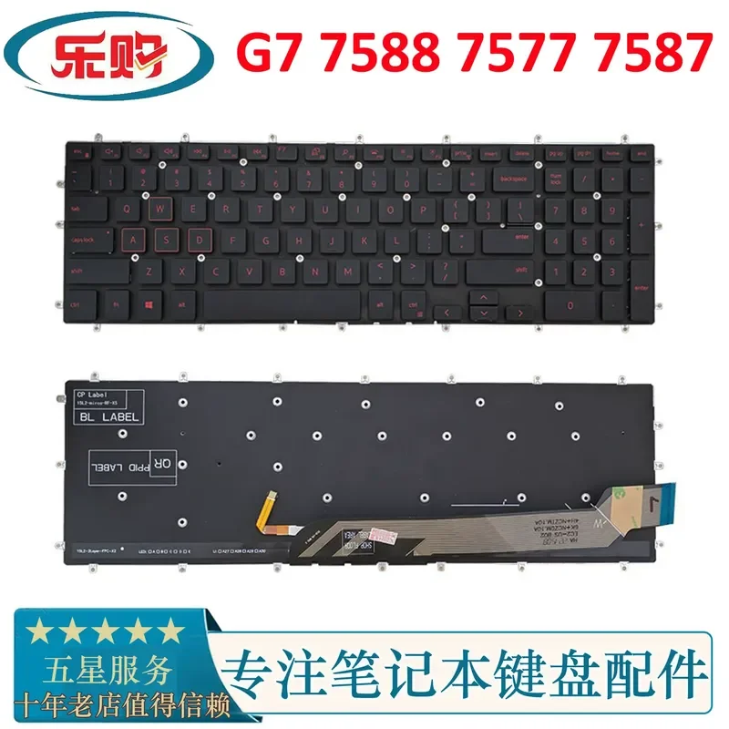 Built-in Keyboard for Dell G7 7588 7577 7587 Notebook with Scarlet Letter and Backlight