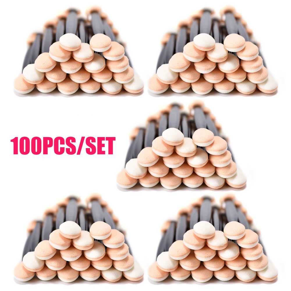 100Pcs Portable Nail Powder Brushes Sponge Double Sided Applicator Mirror Chrome Pigment Easy Sponge Stick Cosmetic Makeup Tool