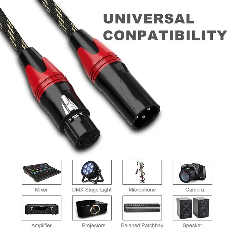 B76B 6 Pack XLR Cables, Male to Female Microphone Cable Kit 3-Pin Balanced for Mixer Speaker Podcast
