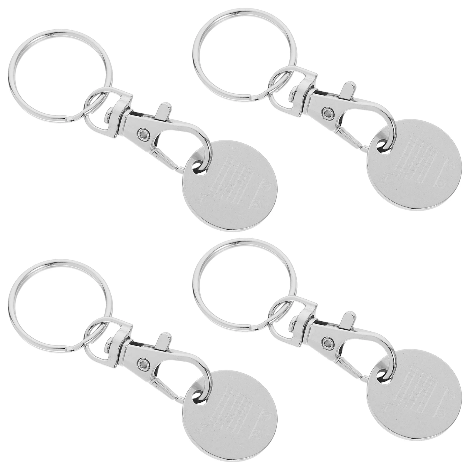 4 Pcs Stainless Steel Keychain Lightweight Portable Shopping Cart Token Key Multifunctional Grocery Trolley Unlock