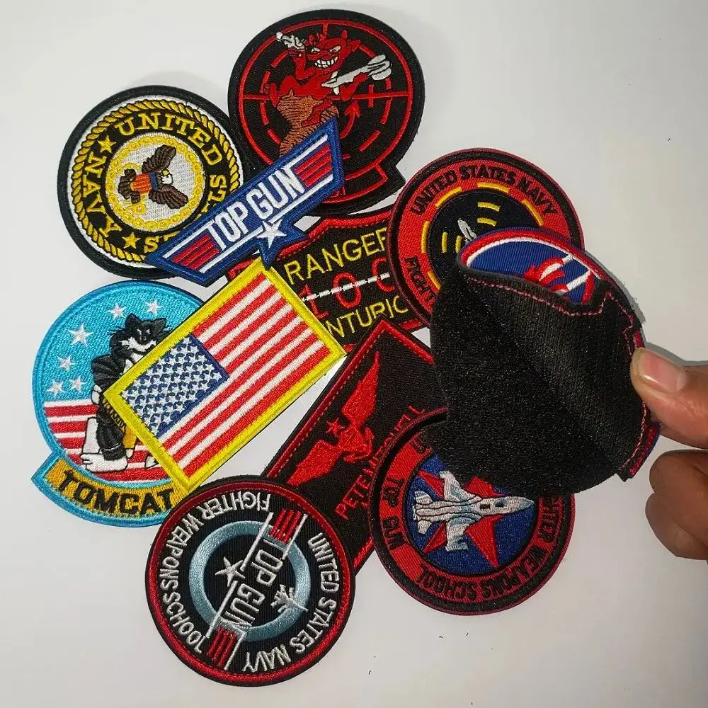 11Pcs/Set Top Gun Tomcat Embroidery Patch Chapter American VF-1 Pilot  Armband Clothes Badge Jacket Sticker .Hook Loop