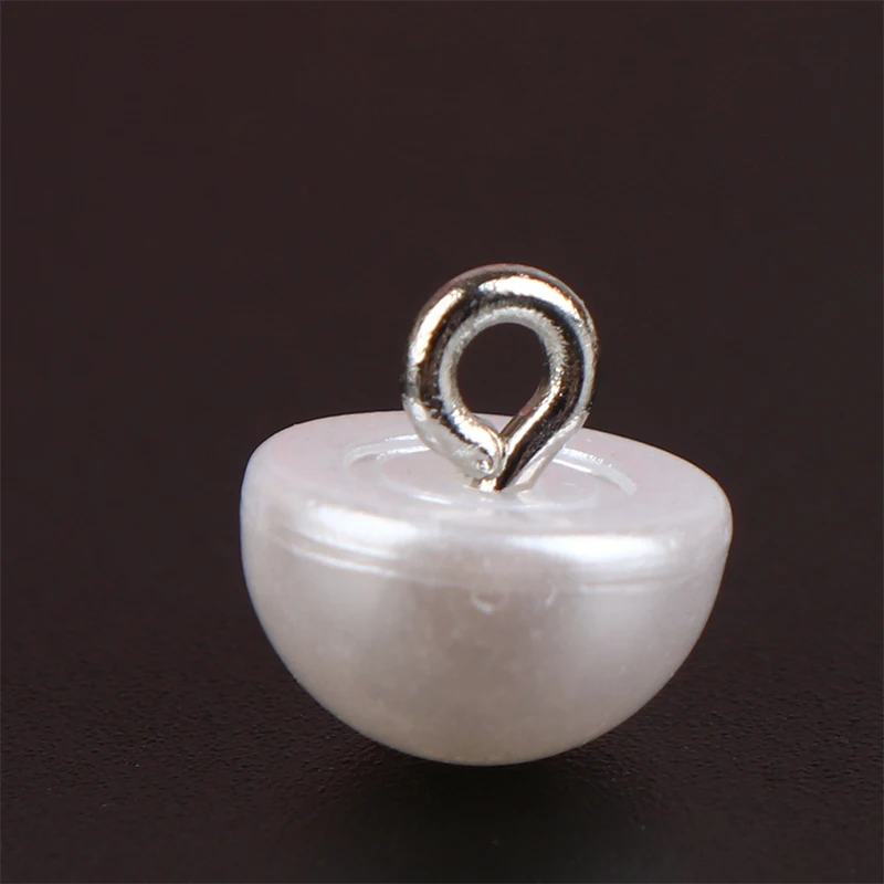 C 10Pcs 10mm/12mm Mushroom Faux Plastic Shirt Semicircle Pearl Buttons Shank Button For Clothing Decorative Mini Sewing DIY