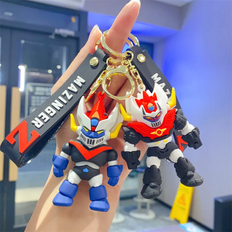 1/2/4PCS Cute Anime Figure Doll Mazinger Z Keychain Fashion Couple Key Ring Jewelry Hot Sale Backpack Pendant Birthday Gift