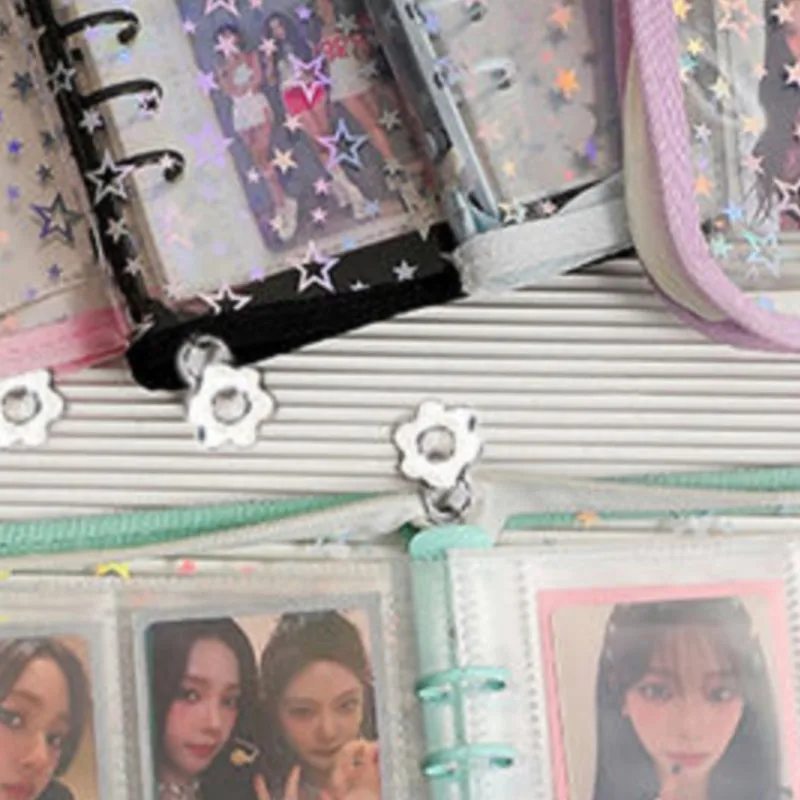 A5/A6/A7 Stern-Reißverschluss-Ordner Sammelbuch Nachfüllbarer Organizer DIY Tagebuch Transparentes Kpop Idol Fotoalbum Schreibwaren