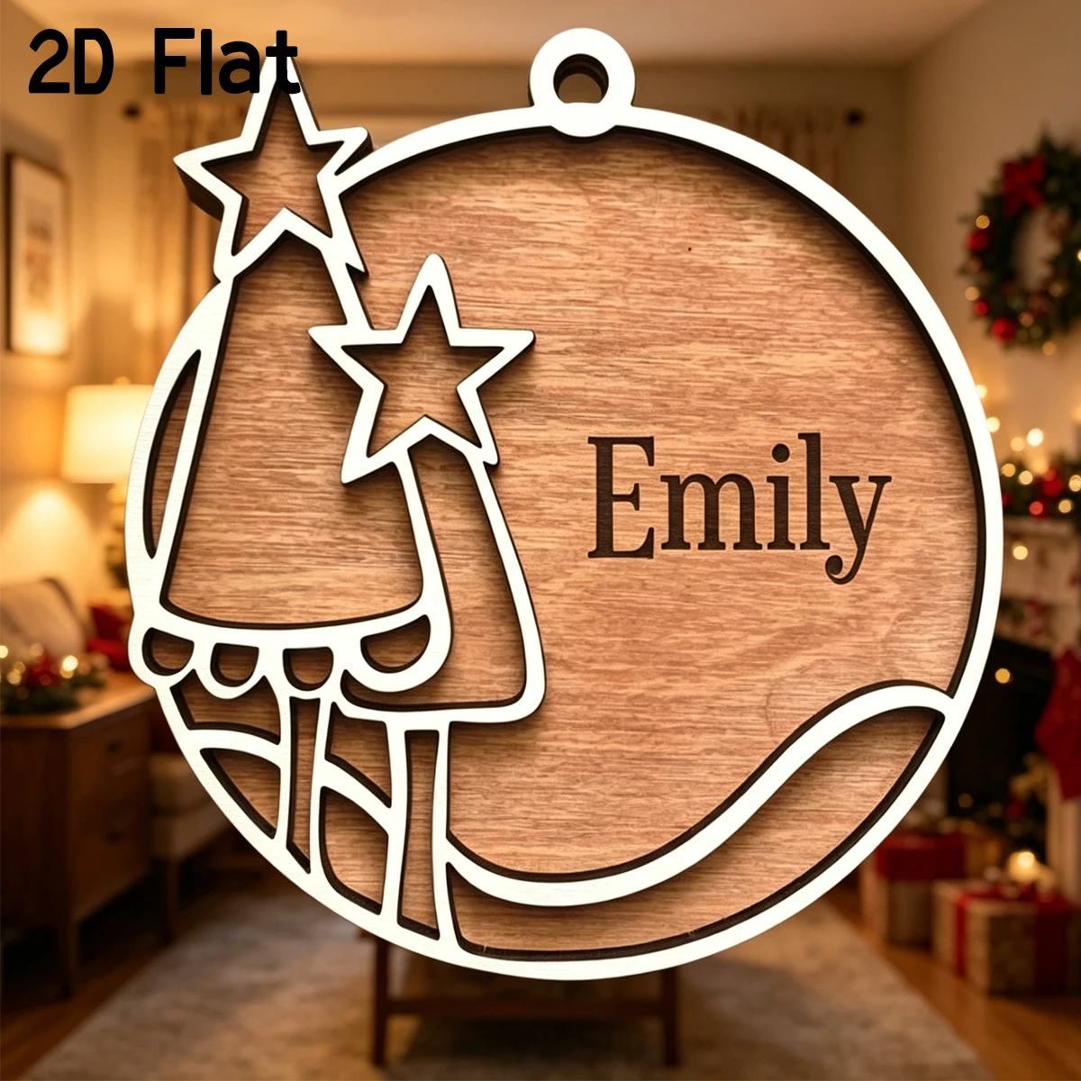 Personalized Gnome Christmas Ornament,Engraved Name Wooden Hanging Sign,Xmas Tree Decoration,Customized Keepsake Gift for Family