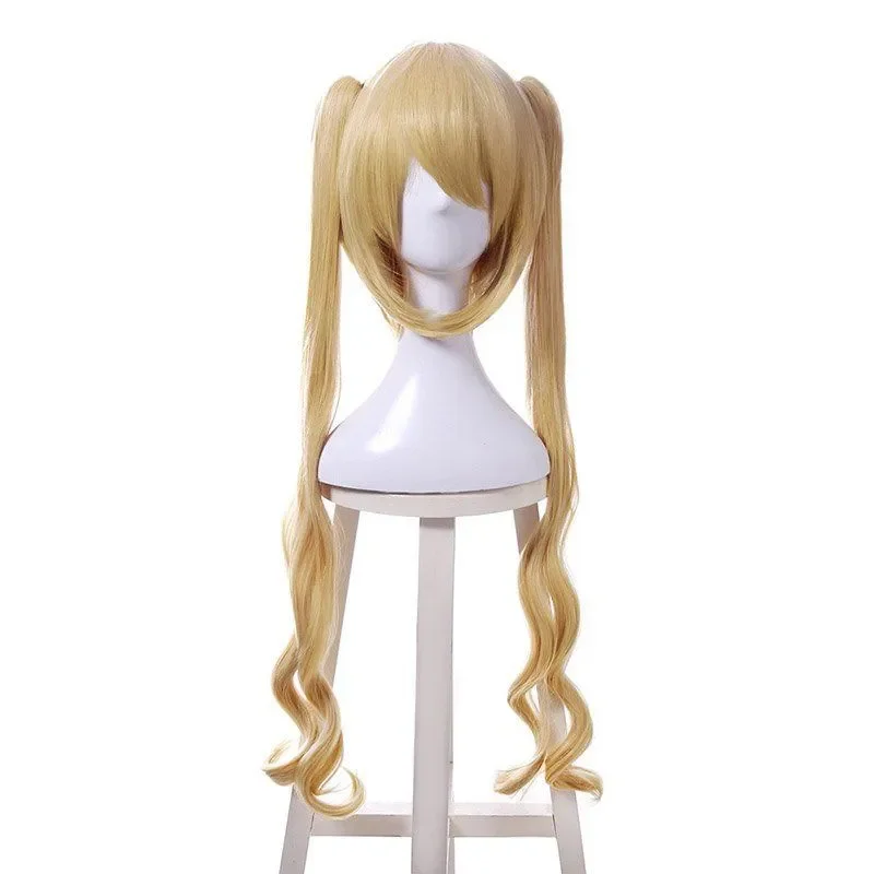 Mistura S Hinata Kaho Perucas Completas para Meninas, Long Curly Onda Rabo De Cavalo, Cabelo Loiro, Cosplay