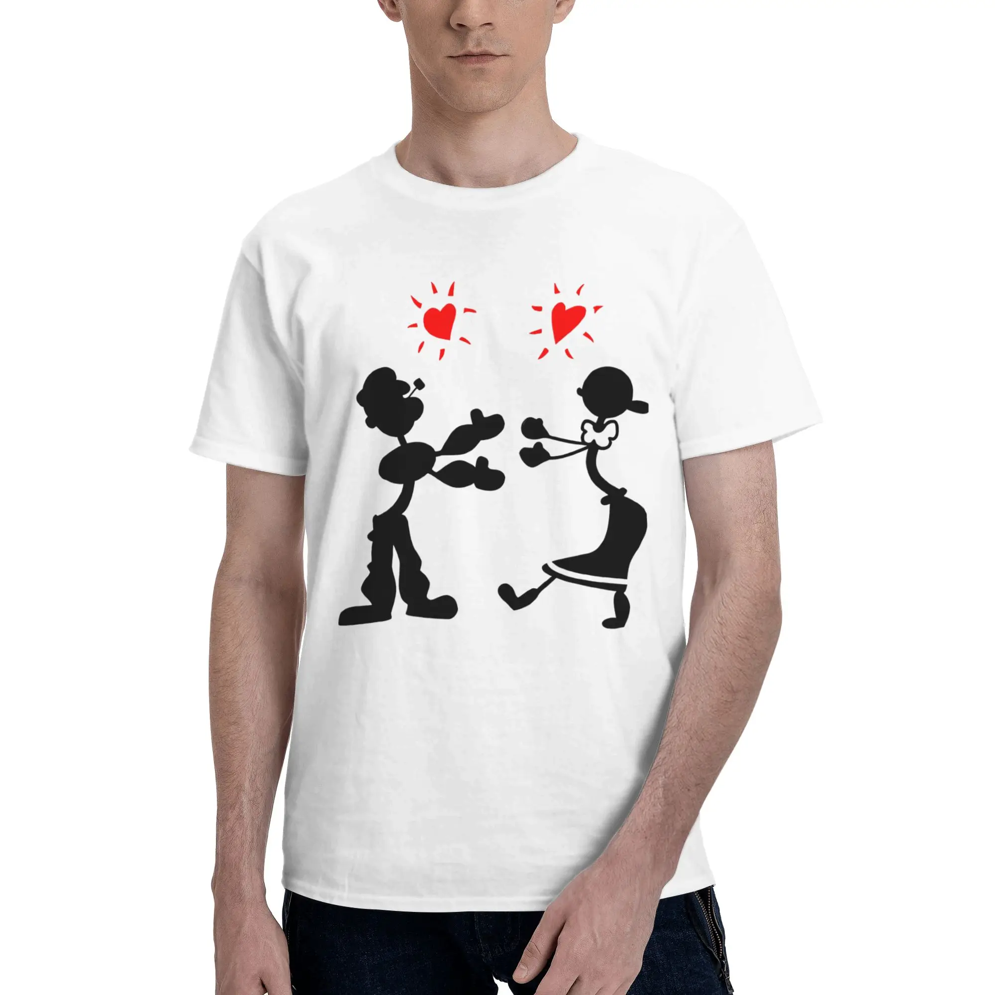 Popeyes And Olive Oyl Dropped Shoulder Reversible T-shirt Minimalist Vibe Cotton Tee