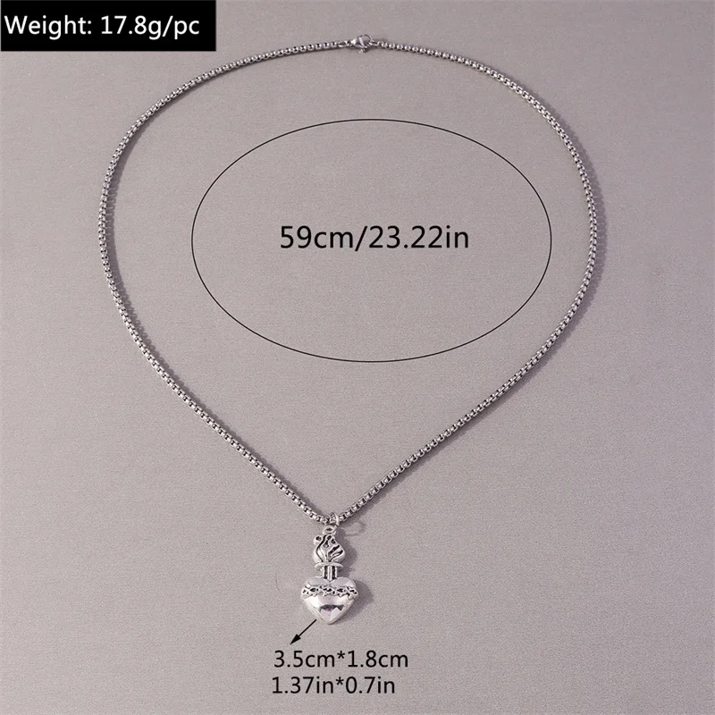 Aihua Steampunk Pfirsichherz-Anhänger Halskette für Damen und Herren, Einfache Popcorn-Kette Herz-Halskette, Modische Schmuck-Accessoires – Detail 15