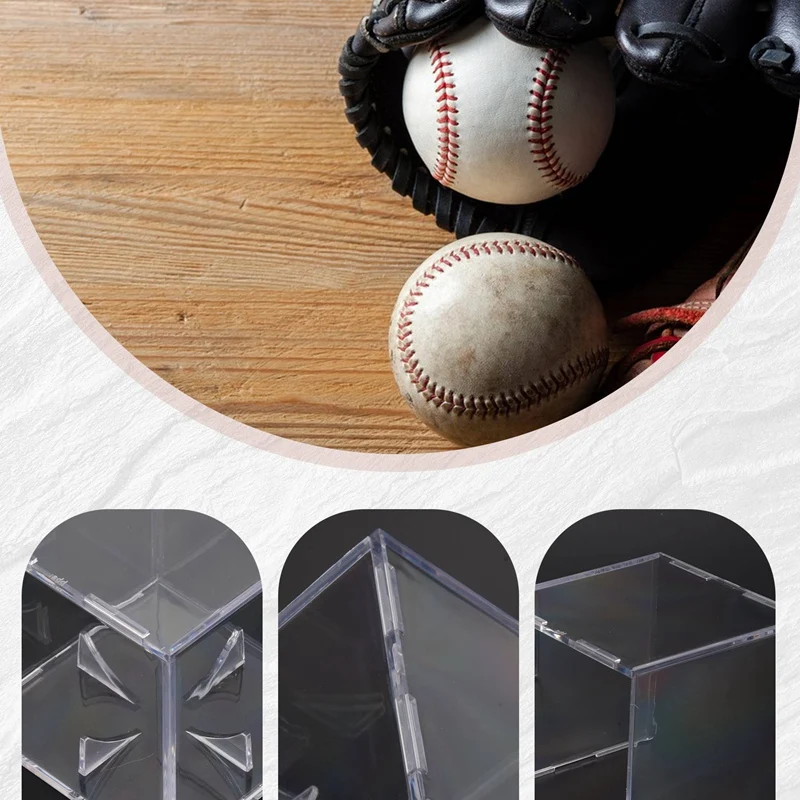 4Pcs Baseball Display Case,UV Protected Dustproof Acrylic Display Boxes,Clear Display Case for Baseball Ball-A63M