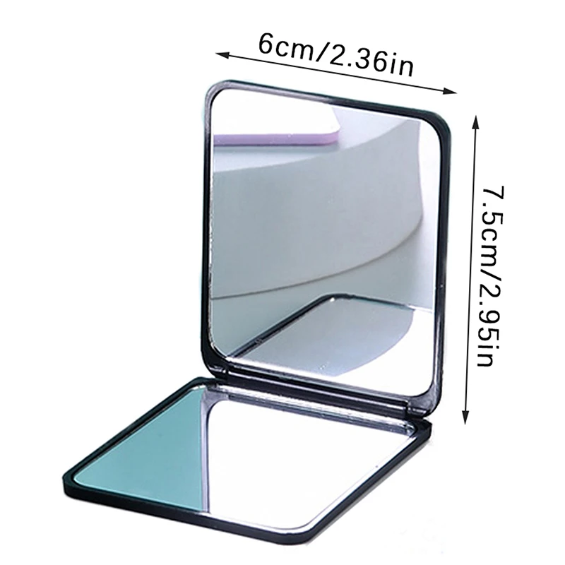 Mini miroir de maquillage carré pliable portable, double face, compact, cosmétique de poche