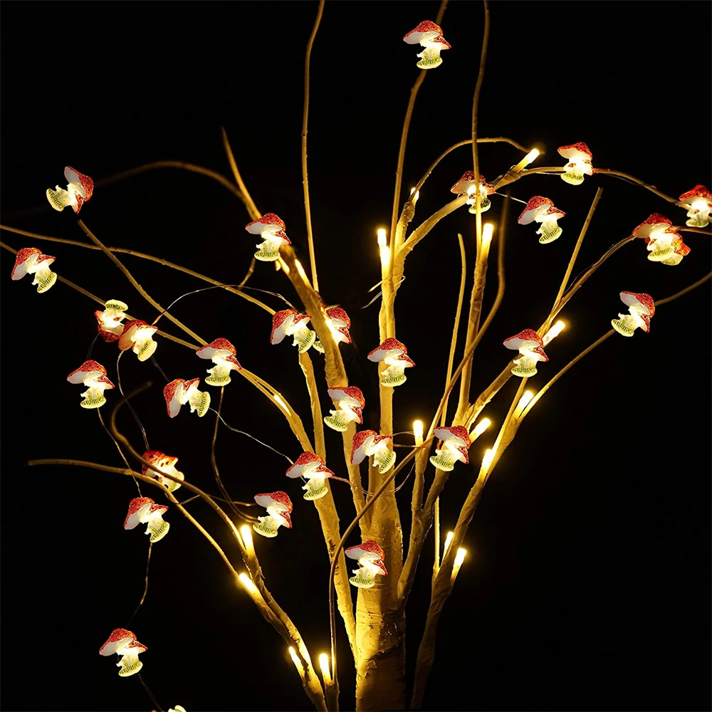 30leds 20leds Cute Copper Wire Mushroom Light String DIY LED Mushroom Fairy Garland Lights for Xmas New Year Room Patio Decor