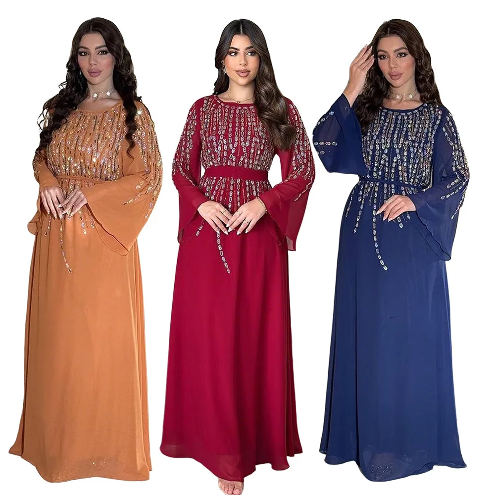 

Ид Мубарак Джеллаба с бриллиантами Абая Дубай Кафтан женское мусульманское праздничное платье Abbayas Jalabiya Femme халат исламская одежда кафтан платье