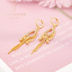 New 18K Gold Plated Copper Tassel Geometric Water Drop Pendant Zirconia Valentine's Day Party Women's Fashion Earrings Jewelry