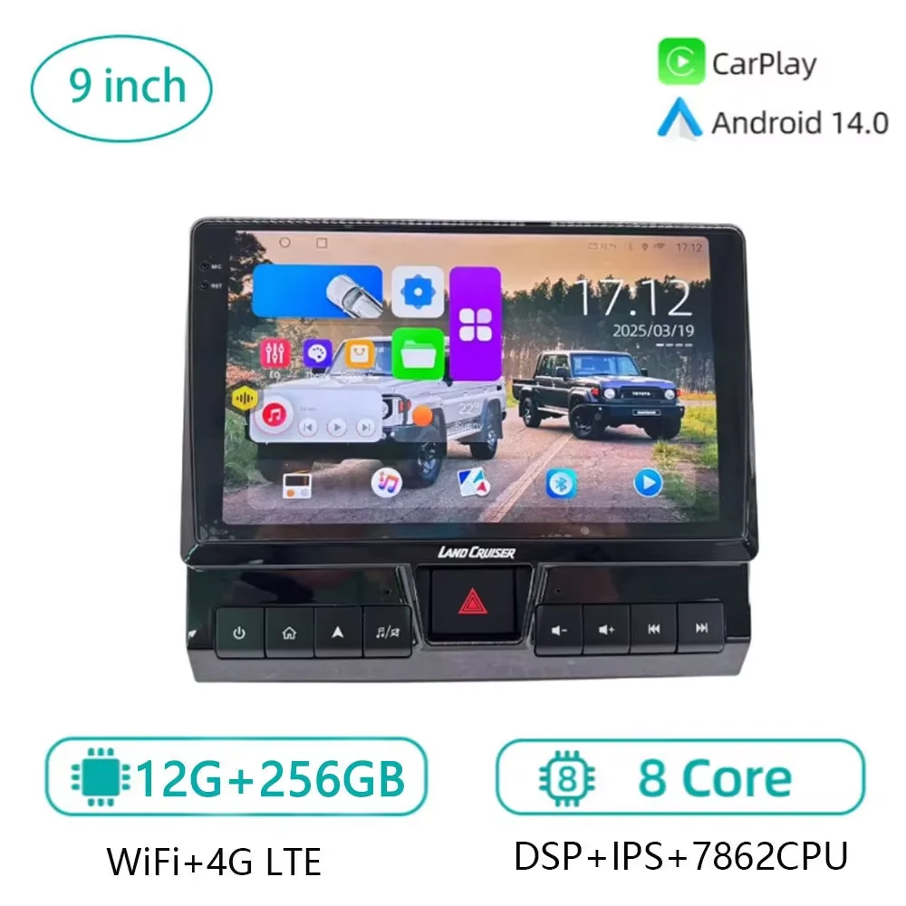 

9,0 "Android автомобильное радио для Toyota Land Cruiser LC70/LC71/LC76/LC78/LC79 2007-2024 мультимедийный плеер Carplay стерео GPS экран