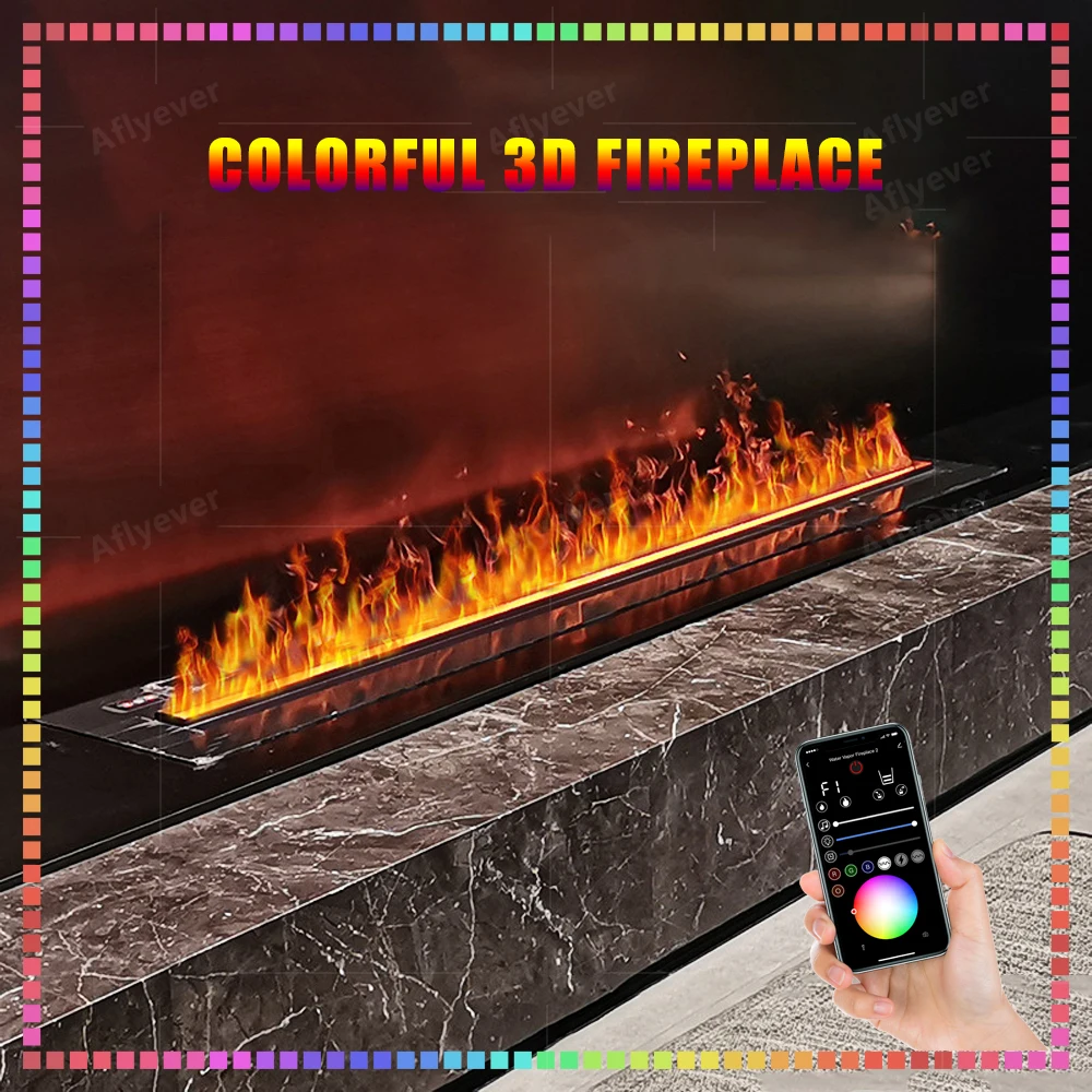 Colorful Fire Electric Water Vapor Fireplace APP Control Realistic Atomized Flame Remote Control Steam Fireplace