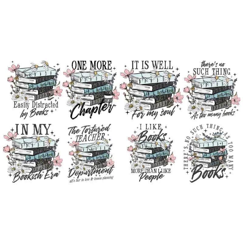 

Book Theme Iron On Patch On T-Shirst DIY Fashionable Heat Transfer Sticker DTF Appliqued