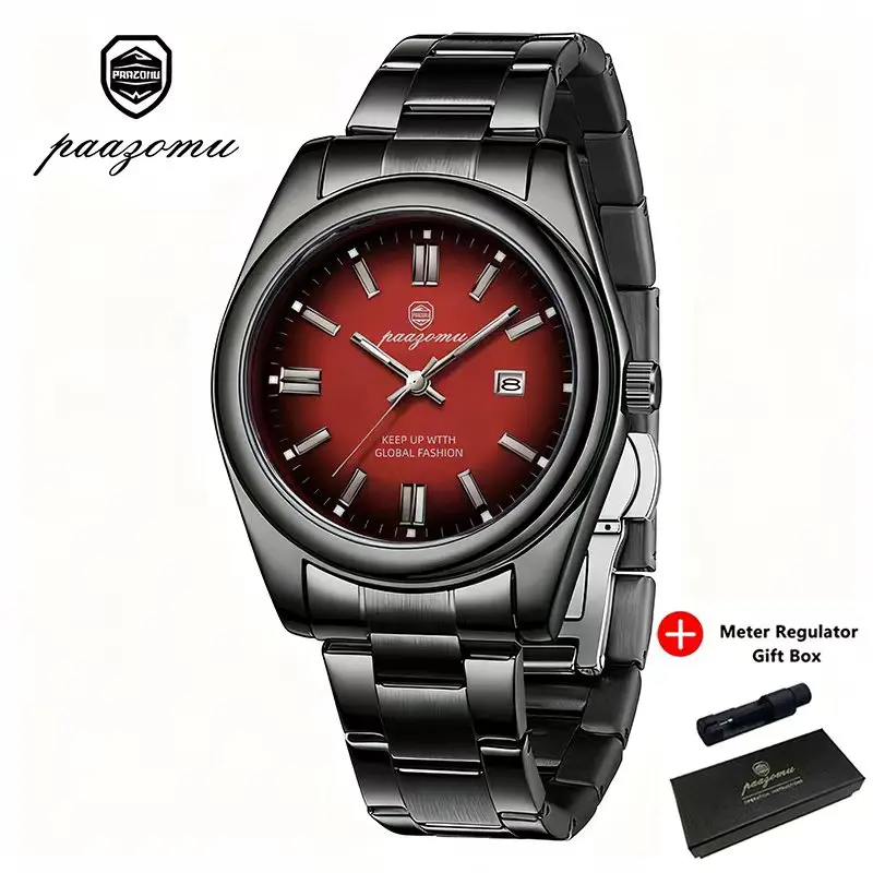 

Роскошные деловые мужские часы PAAZOMU, водонепроницаемые светящиеся часы с датой из нержавеющей стали, мужские часы в стиле милитари, высококачественные кварцевые мужские часы