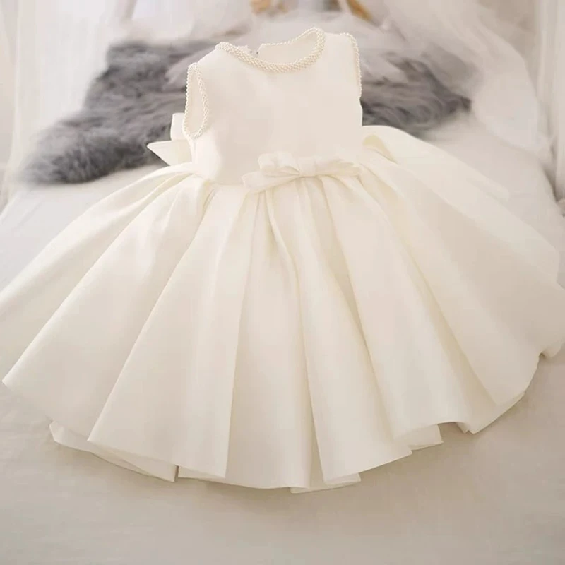 Baby Girl Dress For 1st Birthday, Piano Performance Gown, Flower Girl PrincessDress Children's Day Dress In White  Princess