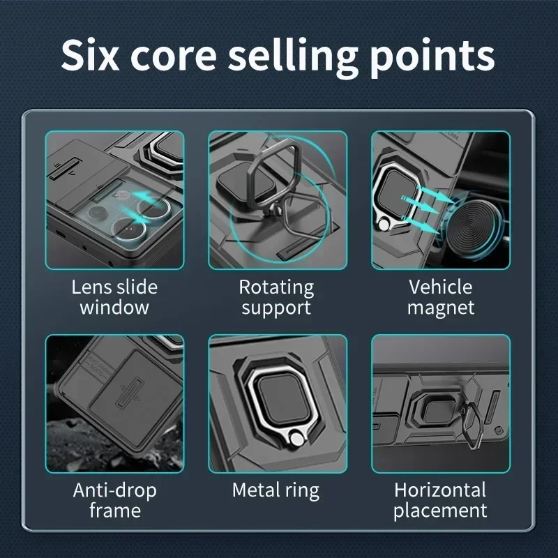 2025 جديد Cxd لشاومي ريدمي نوت 15 14 14S 13 13R 12 12S توربو برو زائد الشريحة دفع نافذة الكمبيوتر حلقة معدنية حامل غطاء شل