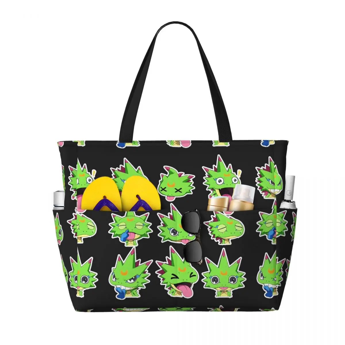 Digimon Gekkomon Beach Tote Bag Sport Gym Yoga Duffle Large Tote Bag Women Travel Bag Fitness bag