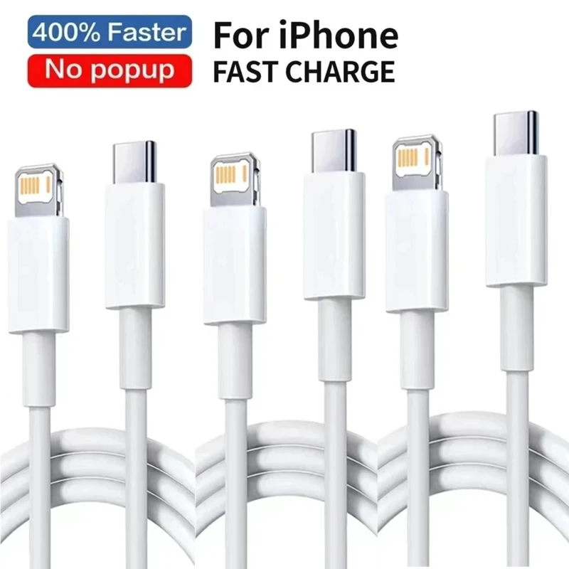 Cabo de Carregamento Rápido LAIHONEN 1 ou 2 Peças Tipo C para Lightning, Compatível com iPhone 11, 12, 13, Carregador USB Tipo C