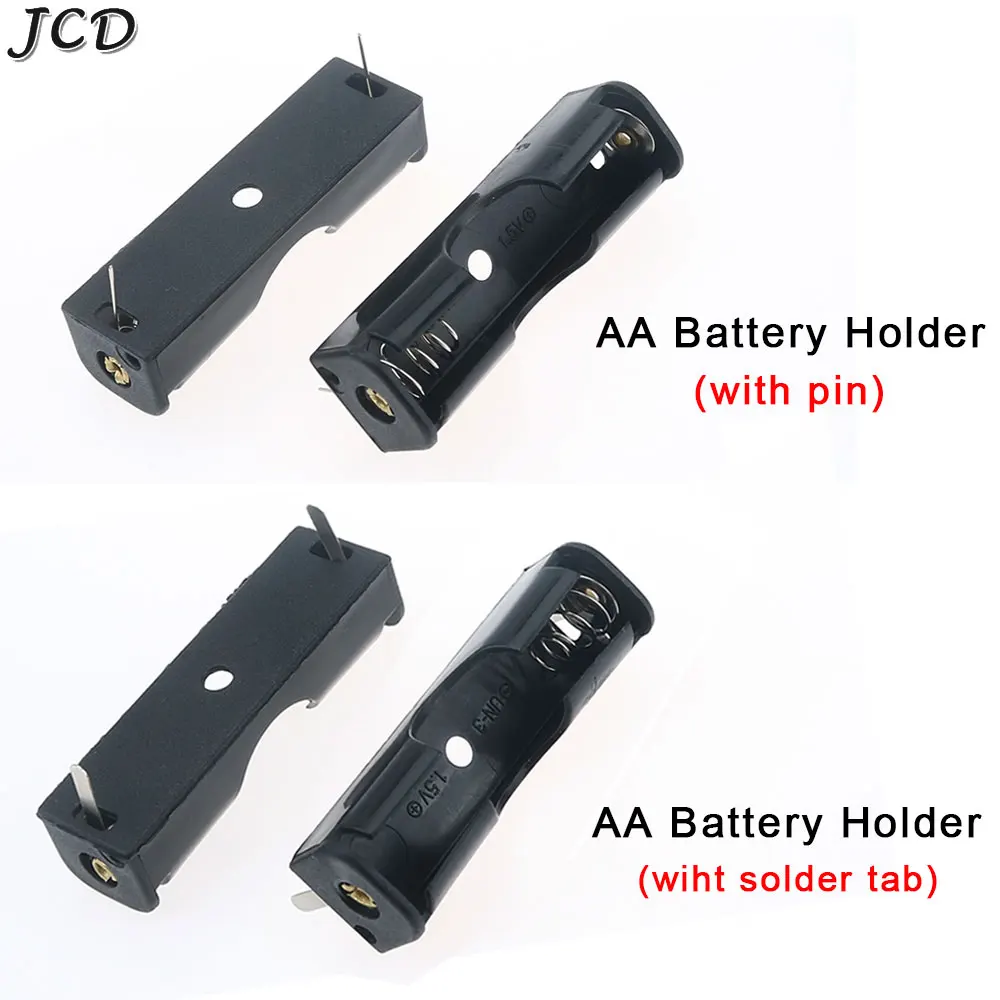 JCD 10pcs For AA Size Plastic Battery Case Holder Box Battery 1.5V AA Pack With PCB Pin Diy Solder Tabs For Soldering Connecting
