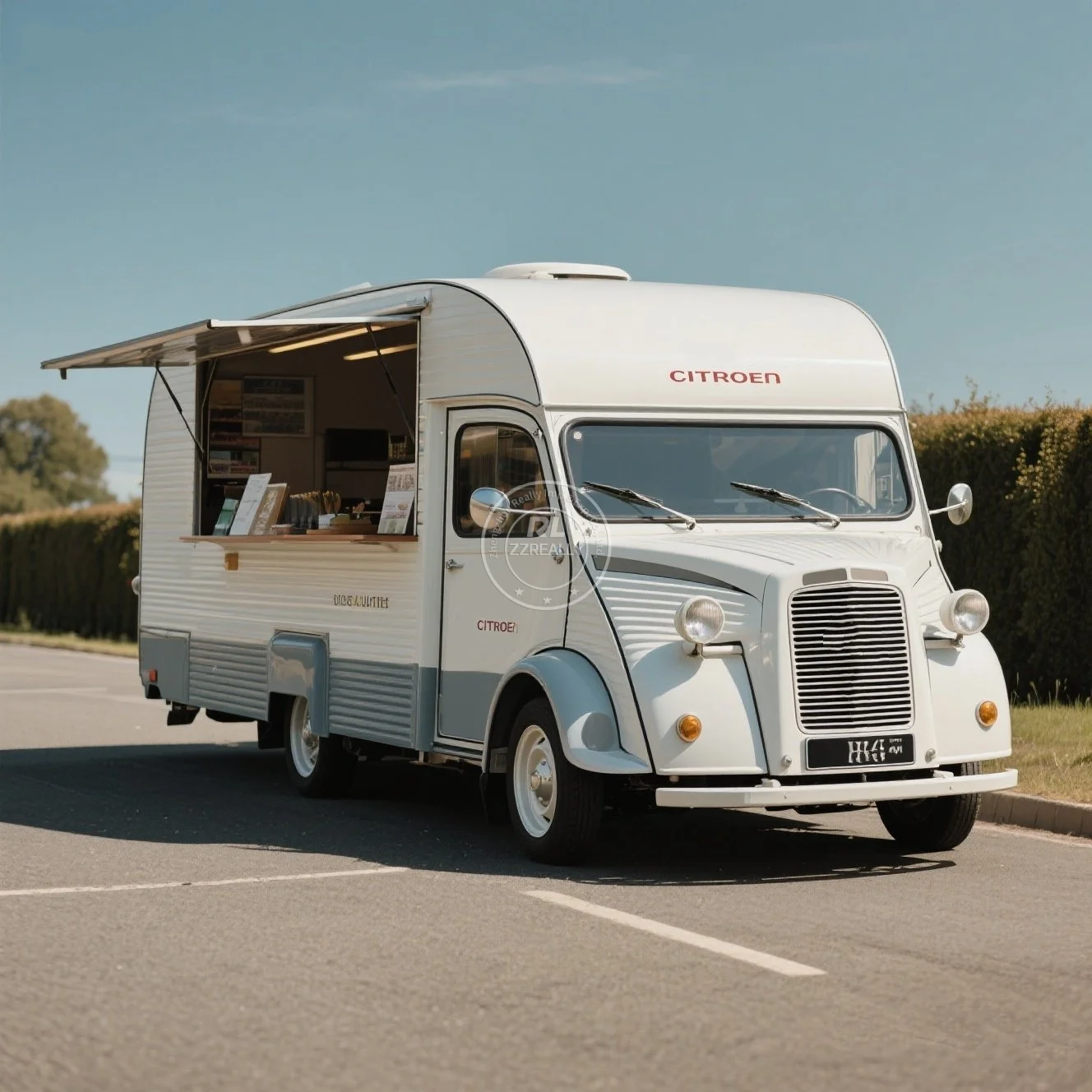 

Antique Citroen Coffee Trailer Converted Citroen Truck with Wooden Counter Design LED Menu Display for Food & Snack Services
