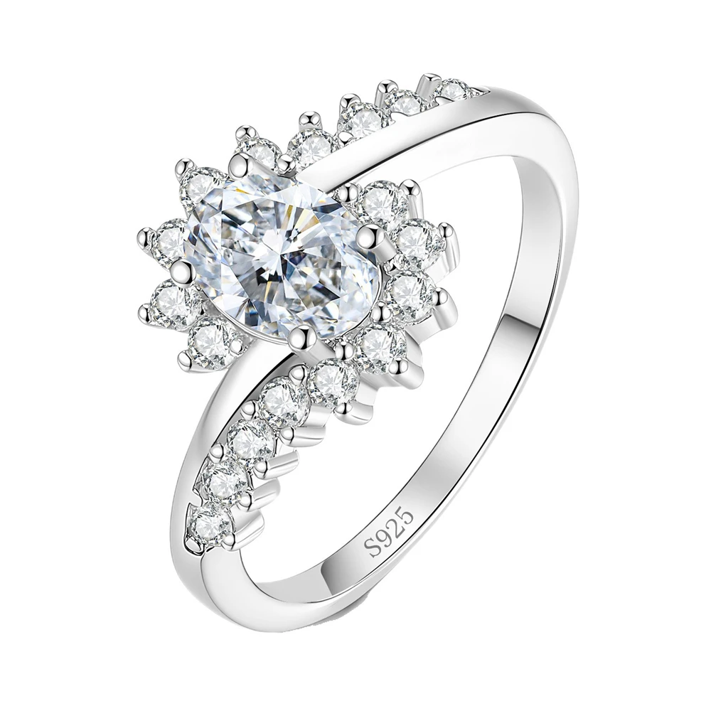 Anillo de moissanita real de 0,5-1 quilates probado con diamantes, plata de ley S925 para mujer, regalo de joyería para aniversario de matrimonio