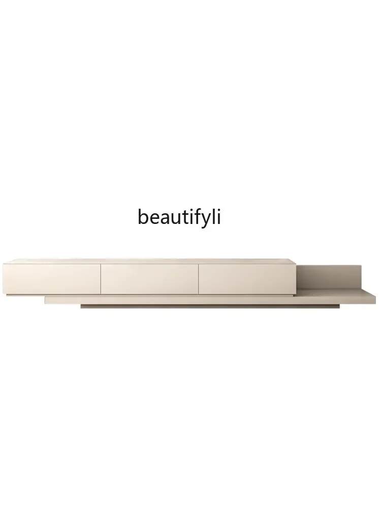 M182 Modern Minimalist Paint TV Cabinet Retractable Living Room Greige TV Cabinet Unit