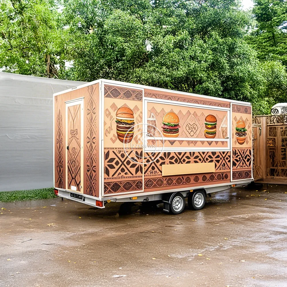 China Fabricage Mobiele volledig uitgeruste vierkante bestelwagen Food Truck Ice Cream Fast Street Snack Food Trailer te koop