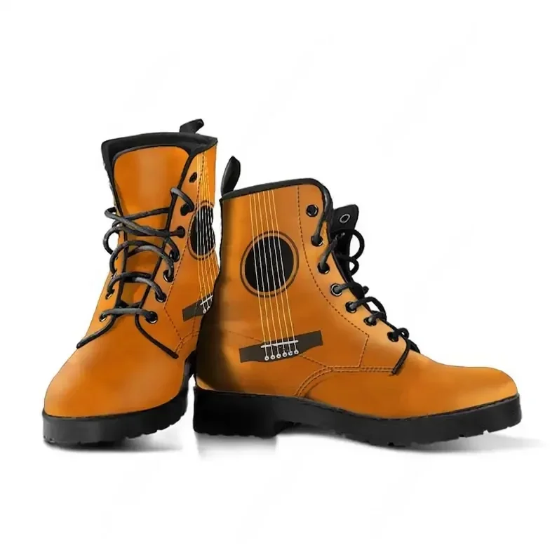 

Guitar Leather Boots Guitar Handcrafted Custom Print Boots Men's Women's Winter Boots Guitar Footwear